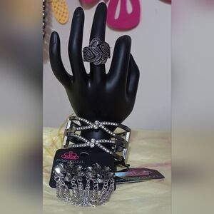 Paparazzi 3 Piece Black and Silver Ring Set